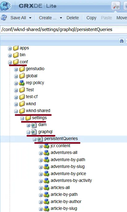 Persisted queries in AEM repository